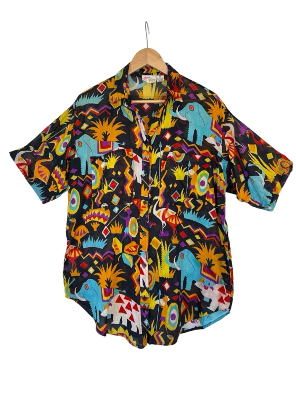 Vintage Women’s Gypsy Pier 1 Imports Safari Print Shirt Size Medium Cotton